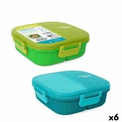 Porta pranzo Ermetico ThermoSport 3 Compartimenti Quadrato 900 ml (6 Unità)