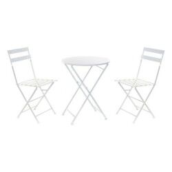 Tavolo con 2 sedie DKD Home Decor Bianco 80 cm 60 x 60 x 70 cm (3 pcs)