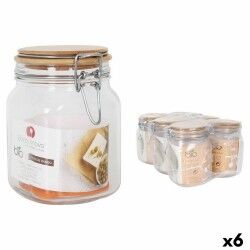 Jar Borgonovo Primizie Hermetically sealed Bamboo 1L 10,5 x 10,5 x 15,5 cm (6 Units)