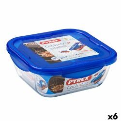 Porta pranzo Ermetico Pyrex Cook & go 21 x 21 x 9 cm Azzurro 1,9 L Vetro (6 Unità)