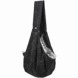 Over the Shoulder Pet Handbag Trixie Soft Black Grey Polyester Cotton 22 × 20 × 60 CM