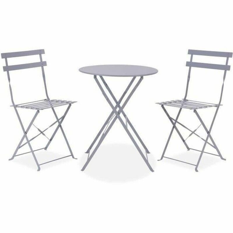 Table set with 2 chairs Grey