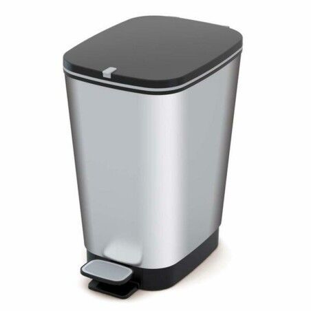 Waste bin with pedal Curver Chic Stainless steel 50 L Silver