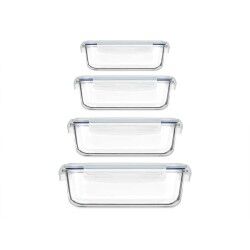 Set di scatole porta pranzo Trasparente Silicone Vetro Borosilicato (4 Unità)