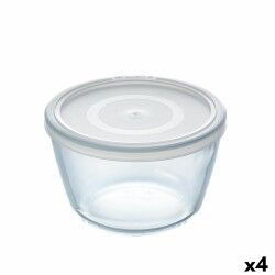 Round Lunch Box with Lid Pyrex Cook & Freeze 1,1 L 15 x 15 x 10 cm Transparent Silicone Glass (4 Units)