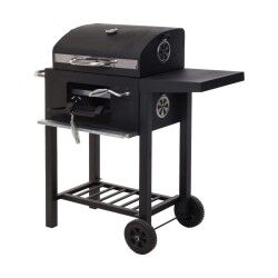 Barbecue a Carbone con Coperchio e Ruote 48,5 x 36 x 96 cm Nero