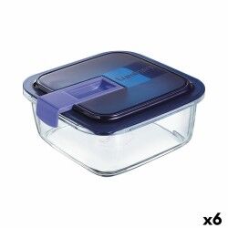 Porta pranzo Ermetico Luminarc Easy Box Azzurro Vetro (6 Unità) (1,22 L)