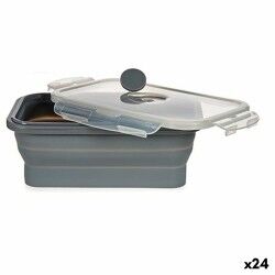 Rectangular Lunchbox with Lid Kinvara CH19130-2 Grey Silicone 800 ml 12,5 x 3 x 18,5 cm (24 Units)