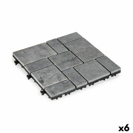 Interlocking Floor Tile Ibergarden TTS11P-GY Grey Stone Plastic 30 x 2,8 x 30 cm (6 Units)